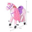 Cavallo a Dondolo per Bambini 65x28x75 cm con Rotelle Suoni e Poggiapiedi Rosa