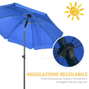 Ombrellone da Giardino Ø180x209H cm Spiaggia Reclinazione a 45° e 8 Stecche Blu 