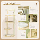 Tiragraffi per Gatti a Torre Ø54x123,5 cm con Letto e Posatoi in Truciolato e Legno di Pino Rovere