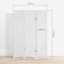 Paravento 3 Pannelli 120x170cm in Legno Intagliato Bianco  