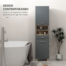 Mobile a Colonna da Bagno con Cassetto e Armadietti 40x24x160 cm in Legno Grigio 