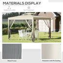 Gazebo da Giardino con Zanzariera Doppio Tetto 3x3m Telaio in Metallo Beige