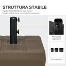 Base per Ombrellone 49x49x36,5 cm Riempibile con Maniglia in HDPE e Acciaio Marrone   