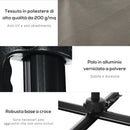 Ombrellone da Giardino 2.5x2.5 m con Rotazione 360° e Parasole Regolabile a Manovella Grigio Chiaro  