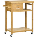 Carrello da Cucina 83x45x96 cm con Ruote in Bambù Naturale