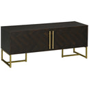 Mobile TV max 55” 120x39x50 cm con 2 Armadietti in Legno e Metallo Marrone e Oro