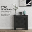 Copritermosifone Traforato a Croce con Ripiano e Fissaggio a Muro 78x19x82 cm in Legno MDF Nero 