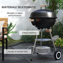 Barbecue a Carbonella con Griglia in Acciaio Coperchio e Prese d'Aria e Ruote Nero   