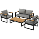 Salotto da Giardino con Divano da Esterno 2 Poltrone e Tavolino in Alluminio   Grigio