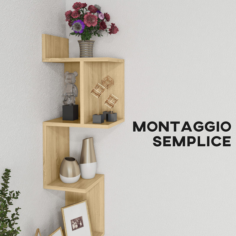 Mensola da Parete 80x20x128,5 cm Ripiani Aperti in MDF Rovere