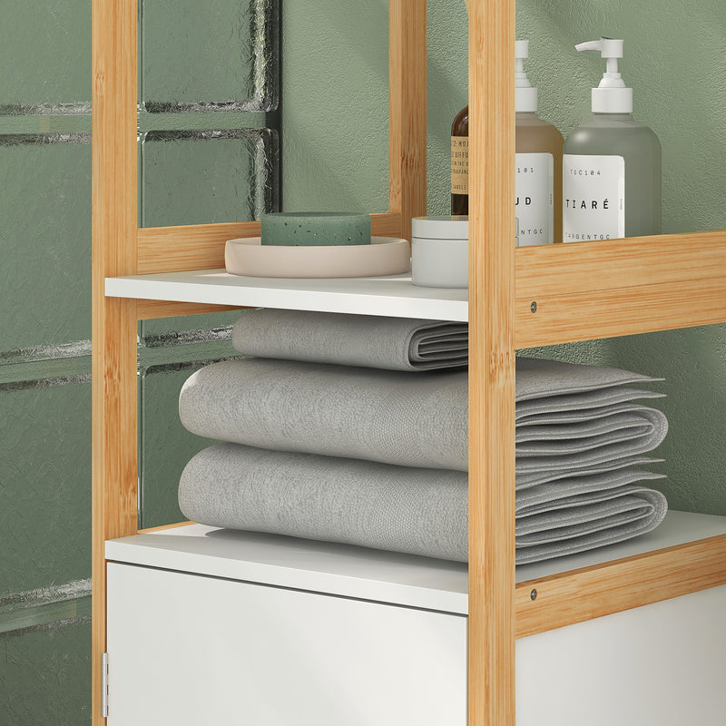 Mobile a Colonna da Bagno Salvaspazio con Armadietti e Ripiani Bianco  