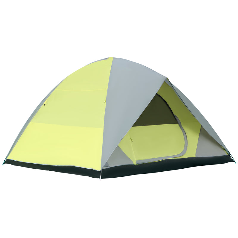Tenda da Campeggio 3-4 Persone a Cupola 300x300x180cm Impermeabile e Anti UV Giallo e Grigio-9
