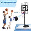 Canestro Basket ad Altezza Regolabile 216-277 cm con Base Riempibile in Acciaio e PE Nero-5