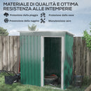 Casetta Porta Attrezzi con Tetto Inclinato e Porta Scorrevole 163x89x182 cm in Acciaio Zincato Verde 