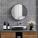 Specchio da Bagno Rotondo Moderno da Parete 70x70 cm con Cornice in Lega di Alluminio Nero