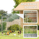 Recinto per Galline da 12 mq 300x400x195 cm per 12-18 Animali con Tetto Impermeabile Mangiatoia e Posatoio Argento  
