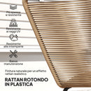 Lettino Sdraio da Giardino a S 176x58x82 cm in Rattan PE e Acciaio Nero e color Legno   