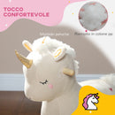 Cavallo a Dondolo per Bambini in Legno e Peluche Unicorno Bianco  