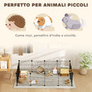 Recinto per Animali Modulabile e Multilivello 140x70x35 cm con 12 Pannelli e Bordi Arrotondati in Metallo e ABS Nero   