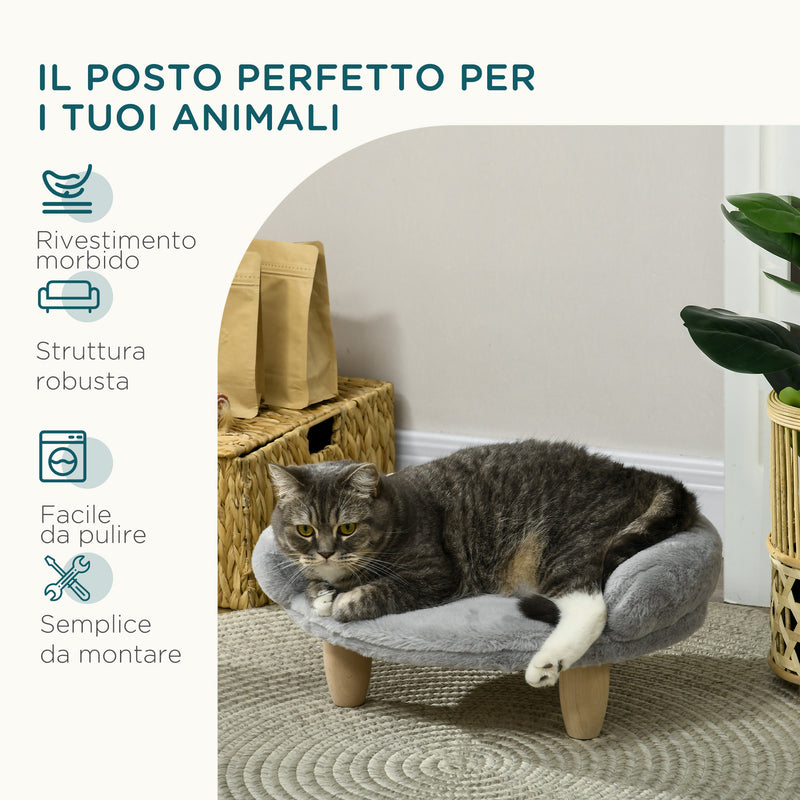 Cuccia Divanetto per Cani e Gatti 47x40x20 cm Sfoderabile in Peluche Grigio   