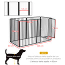 Recinto per Cani Grandi a 6 Pannelli Modulabili 164x83x100 cm in Acciaio Nero