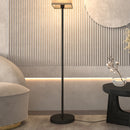 Lampada da Terra 40W con Interruttore a Pedale Ø25x161.5 cm Paralume in Tessuto Effetto Lino Nero e Beige 