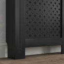 Copritermosifone Traforato a Croce con Ripiano e Fissaggio a Muro 152x19x82 cm in Legno MDF Nero 