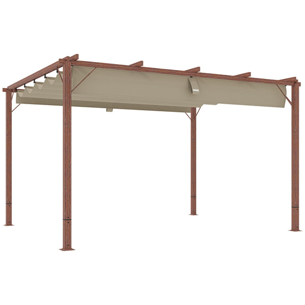 Gazebo Pergola da Giardino 382x300x232 cm con Tetto Retrattile in Poliestere e Alluminio color Legno online