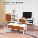 Tavolino da Caffè 2 Cassetti 100x50x40 cm in Legno e Metallo Bianco e Marrone