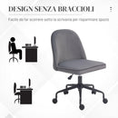 Sedia Poltrona Operativa da Ufficio con Funzione Dondolo 52x52x80-88 cm in Tessuto Vellutato Grigio