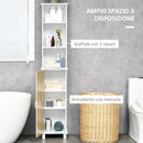 Colonna Bagno Salvaspazio 33,5x29x169 cm 3 Vani Aperti e Armadietto in Legno Bianco e Marrone Chiaro