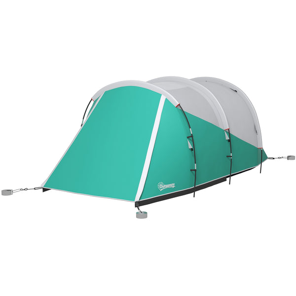 sconto Tenda da Campeggio 2-4 Posti Impermeabile a Tunnel con Borsa di Trasporto 460x260x190 cm in Poliestere Verde