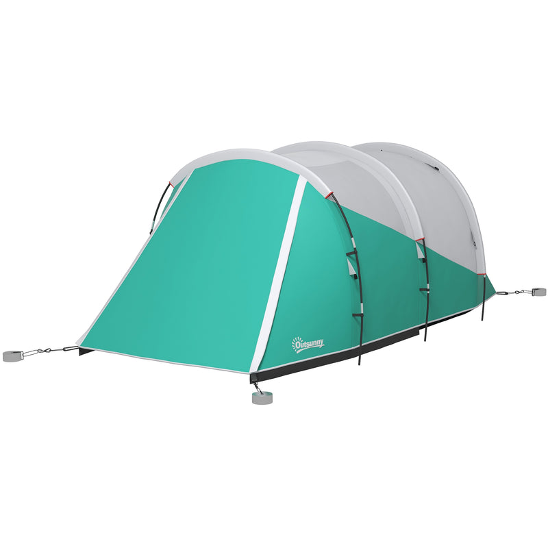 Tenda da Campeggio 2-4 Posti Impermeabile a Tunnel con Borsa di Trasporto 460x260x190 cm in Poliestere Verde