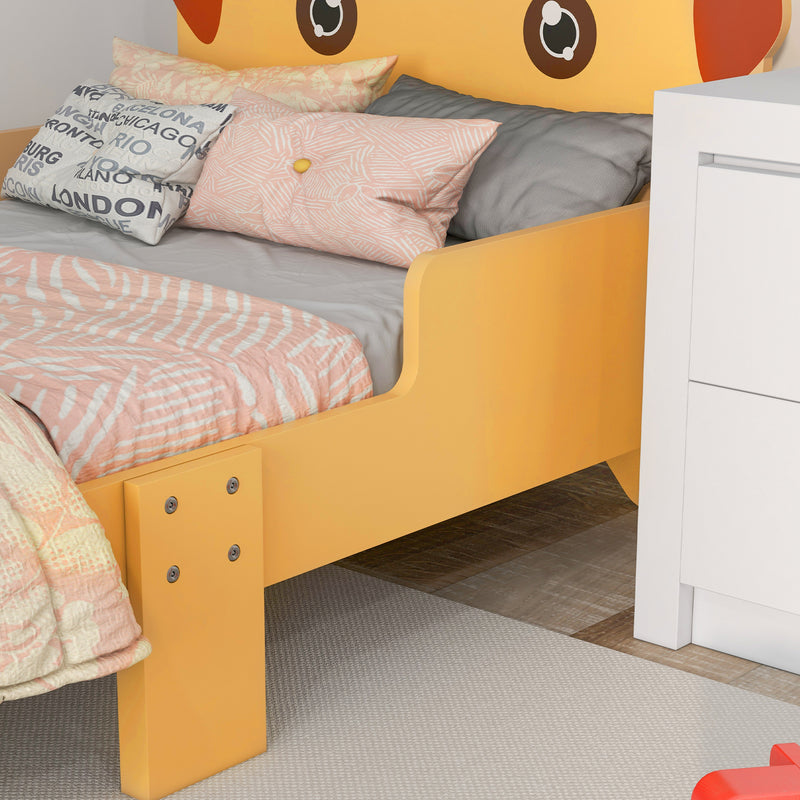 Lettino per Bambini 3-6 Anni con Sponde Laterali Anticaduta 143x74x66 cm in MDF Giallo