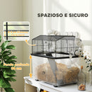Gabbia per Criceti a 2 Piani 58x43x57 cm con Rampa e Accessori Nero   