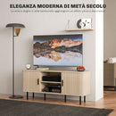 Mobile TV fino 55"" 2 Armadietti e 2 Ripiani 120x40x55 cm in Legno Canettato Rovere e Nero 