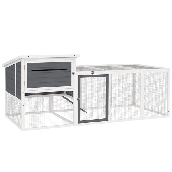 sconto Pollaio da Giardino con Nido per Cova e Area Esterna 214x101x 91,5 cm Grigio