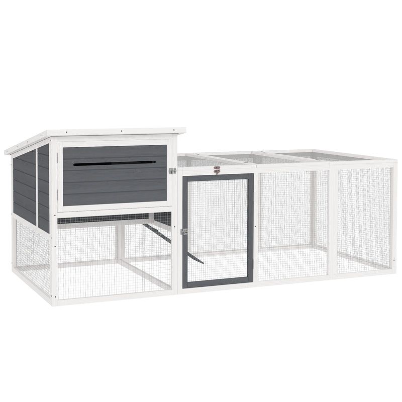 Pollaio da Giardino con Nido per Cova e Area Esterna 214x101x 91,5 cm Grigio  