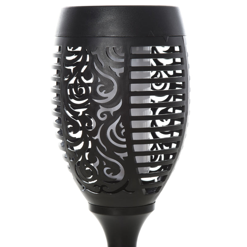 Set 4 Faretti Solari da Giardino Ø12x72 cm in Plastica Nero   