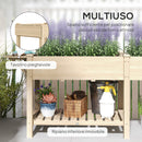 Fioriera Rialzata 207x59x78 cm con Tavolino Laterale e Ripiano Inferiore in Legno di Abete   