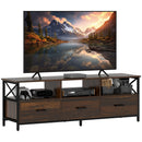 Mobile TV fino 65" Design Industriale 147x40x50 cm in Legno e Acciaio Marrone e Nero 