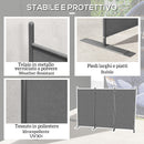 Paravento Separè da Esterno 3 Pannelli 252x44x176 cm Pieghevole e Regolabile in Poliestere Grigio Carbone  