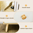 Mobile Credenza 3 Cassetti 90x32x80A cm in Truciolato e Legno di Pino Bianco