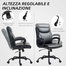 Sedia da Ufficio Presidenziale 60x68x95,5-105 cm Reclinabile ad Altezza Regolabile in Finta Pelle Nero   
