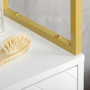 Mobile Colonna Bagno 30x30x170,7 cm in MDF e Acciaio Bianco e Oro