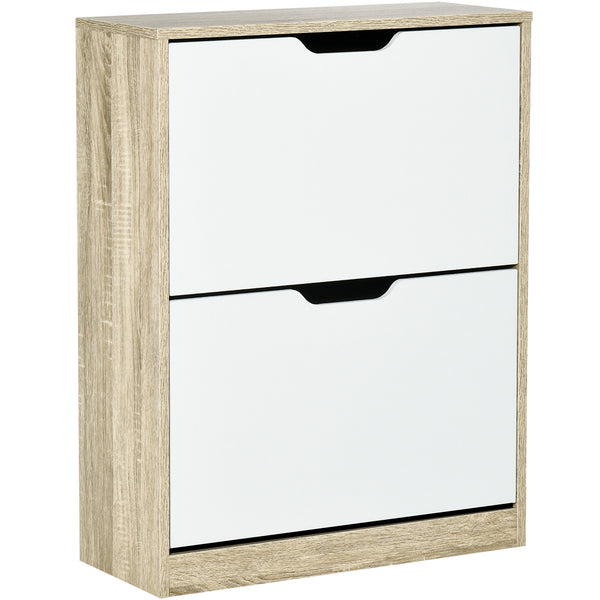 Scarpiera Slim Salvaspazio 2 Cassetti a Ribalta 8 Paisa di Scarpe 62,5x26x81 cm Legno e Bianco online