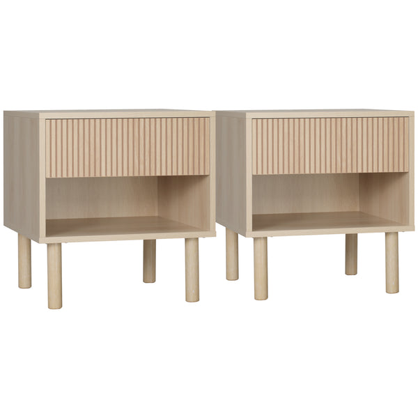 Set 2 Comodini con Cassetto e Ripiano Aperto 47x47x50 cm in Truciolato color Legno sconto