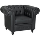 Poltrona da Salotto Stile Chesterfield 105x86x79 cm in Finta Pelle PU Nero   