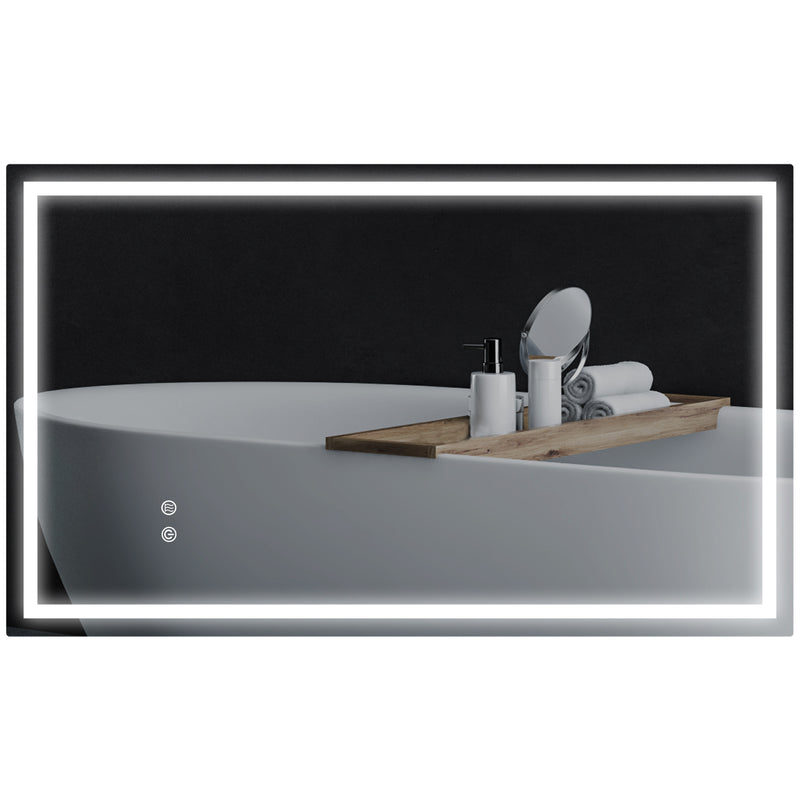 Specchio per Bagno con Luci LED a 3 Tonalità 100x3x60 cm Antiappannamento e Strato Antiurto    