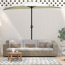 Ombrellone da Terrazza 260x135 cm a Mezzaluna con Apertura a Manovella Beige   